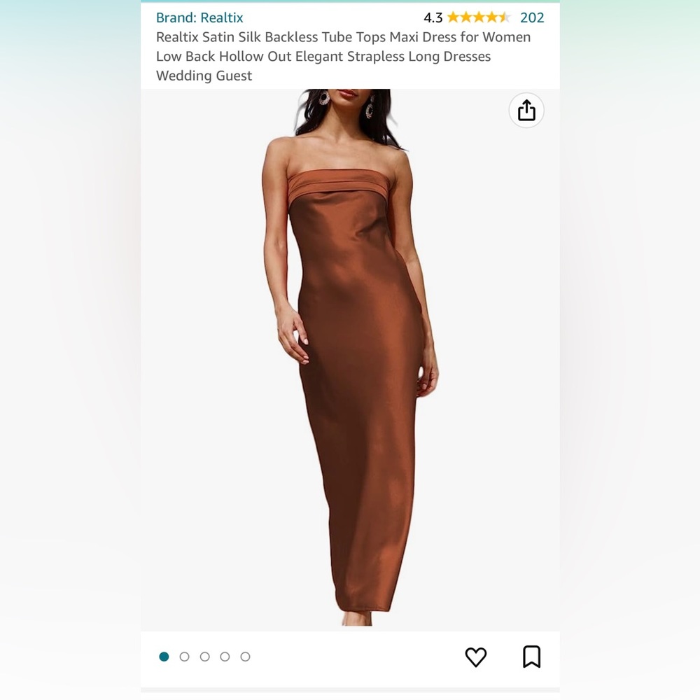 Strapless Maxi Dress with cowl neck back in copper colour